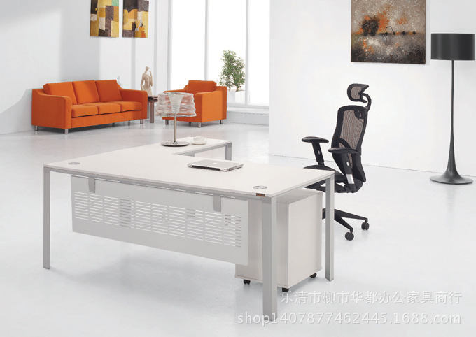 【华都品牌家具 板式办公桌钢架脚 经理桌定制挡板 简约现代】价格,厂家,图片,其他办公家具,乐清市柳市华都办公家具商行-